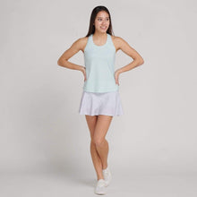 Load image into Gallery viewer, woman wearing grey tennis skirt and mint racerback tank top
